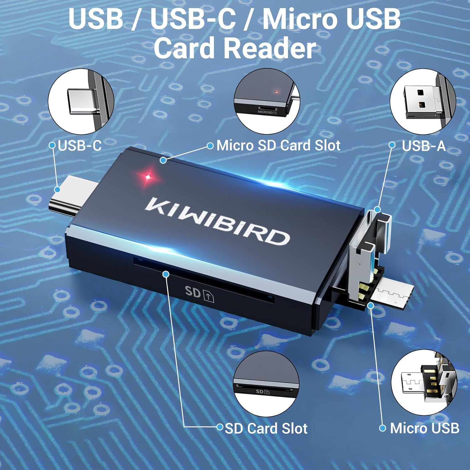 USB C SD Micro SD Card Reader Black