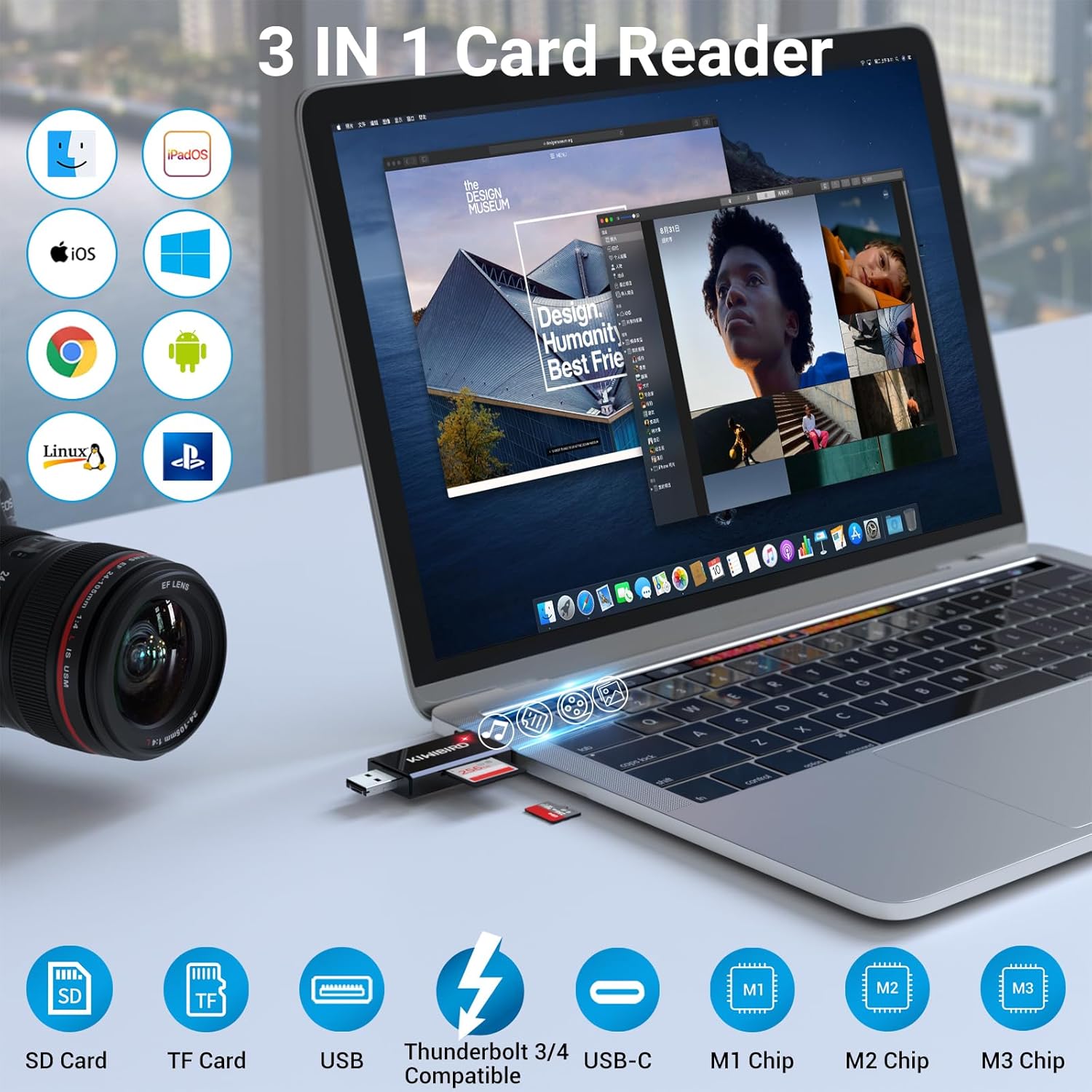 USB C SD Micro SD Card Reader Black