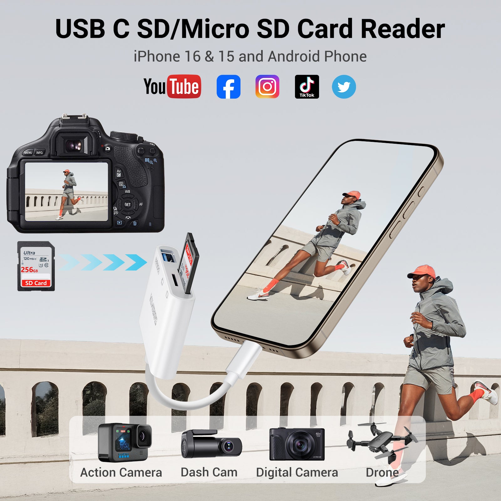 USB C 3 in 1 Card Reader