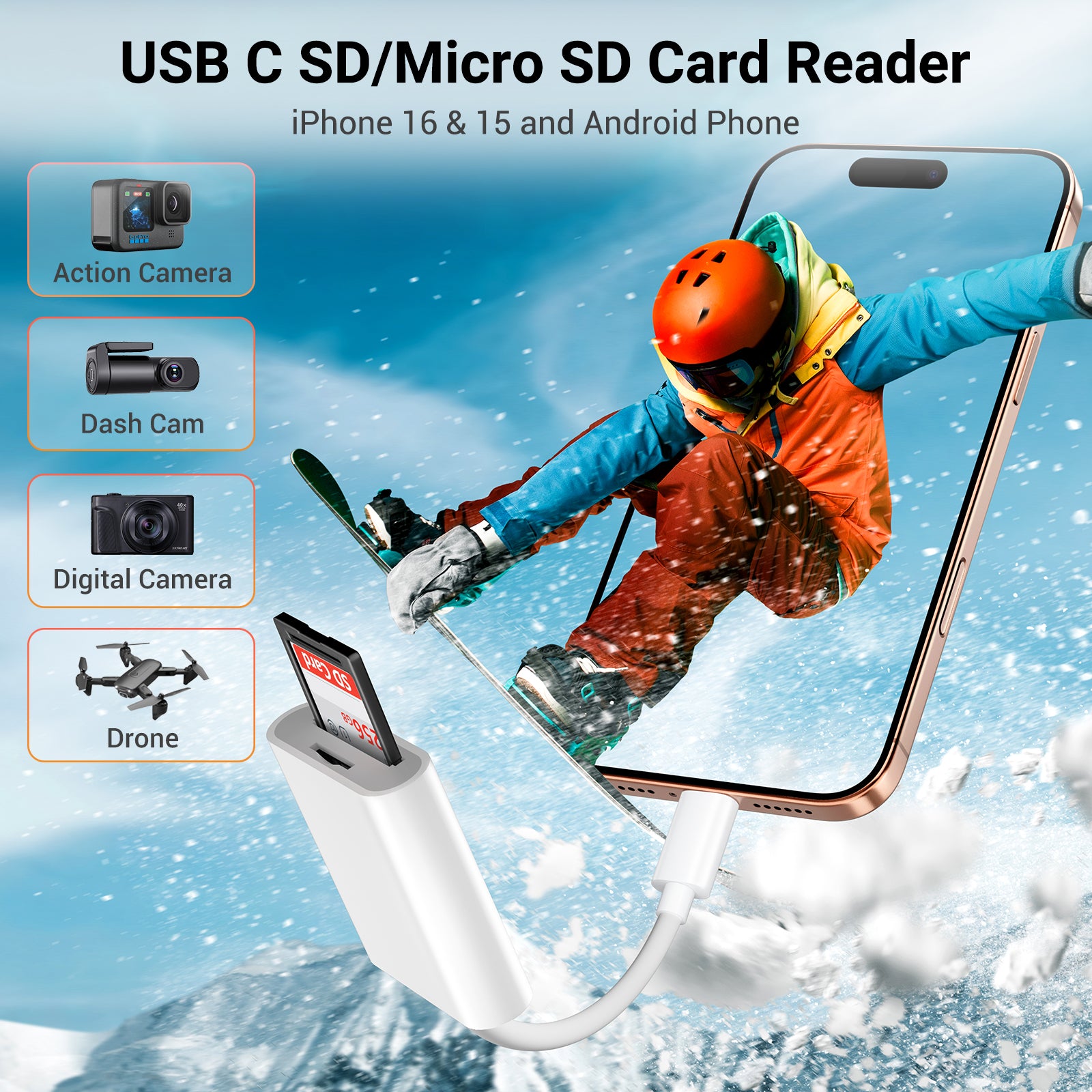 USB C 2 in 1 Card Reader