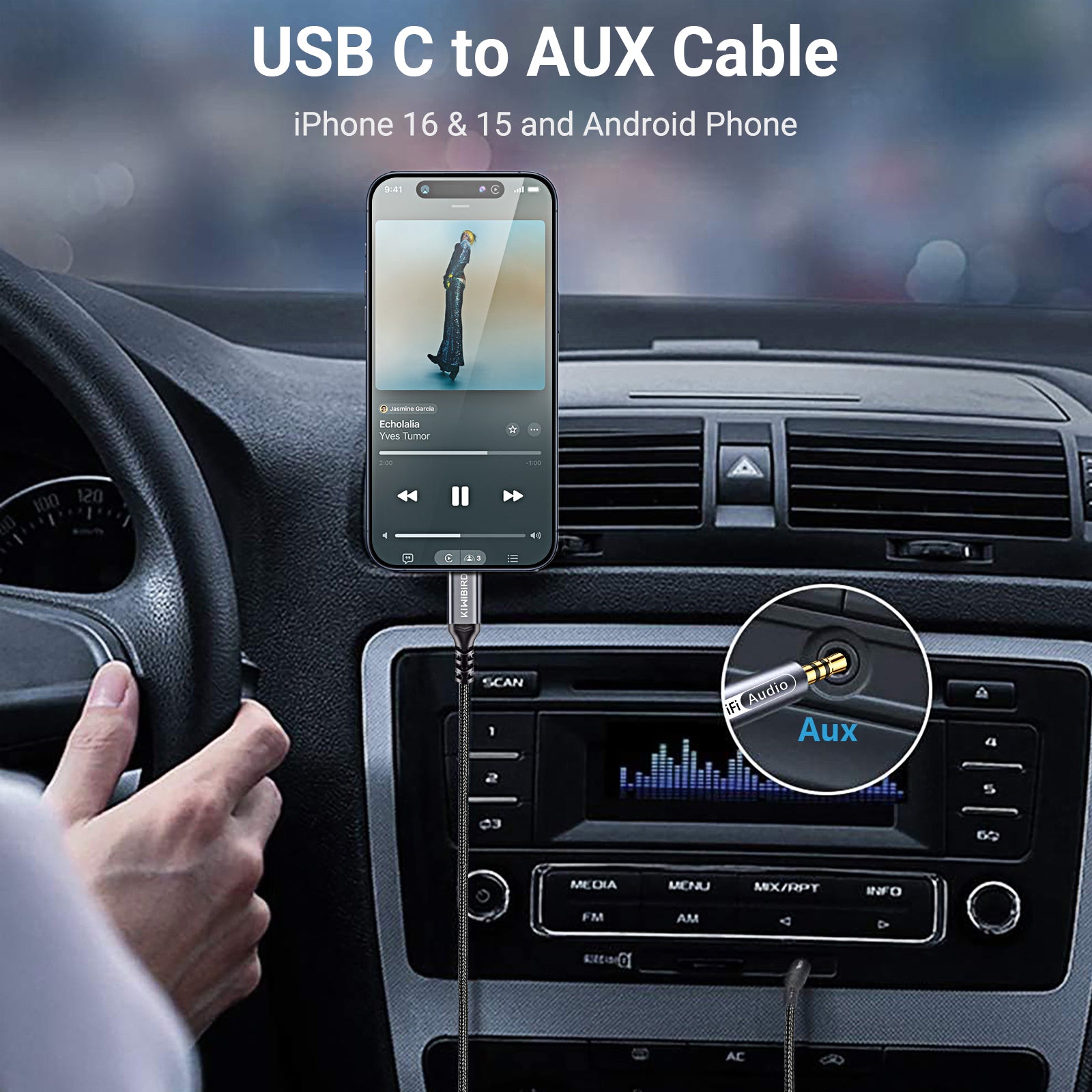 USB-C-auf-3,5-mm-AUX-Kabel, Grau