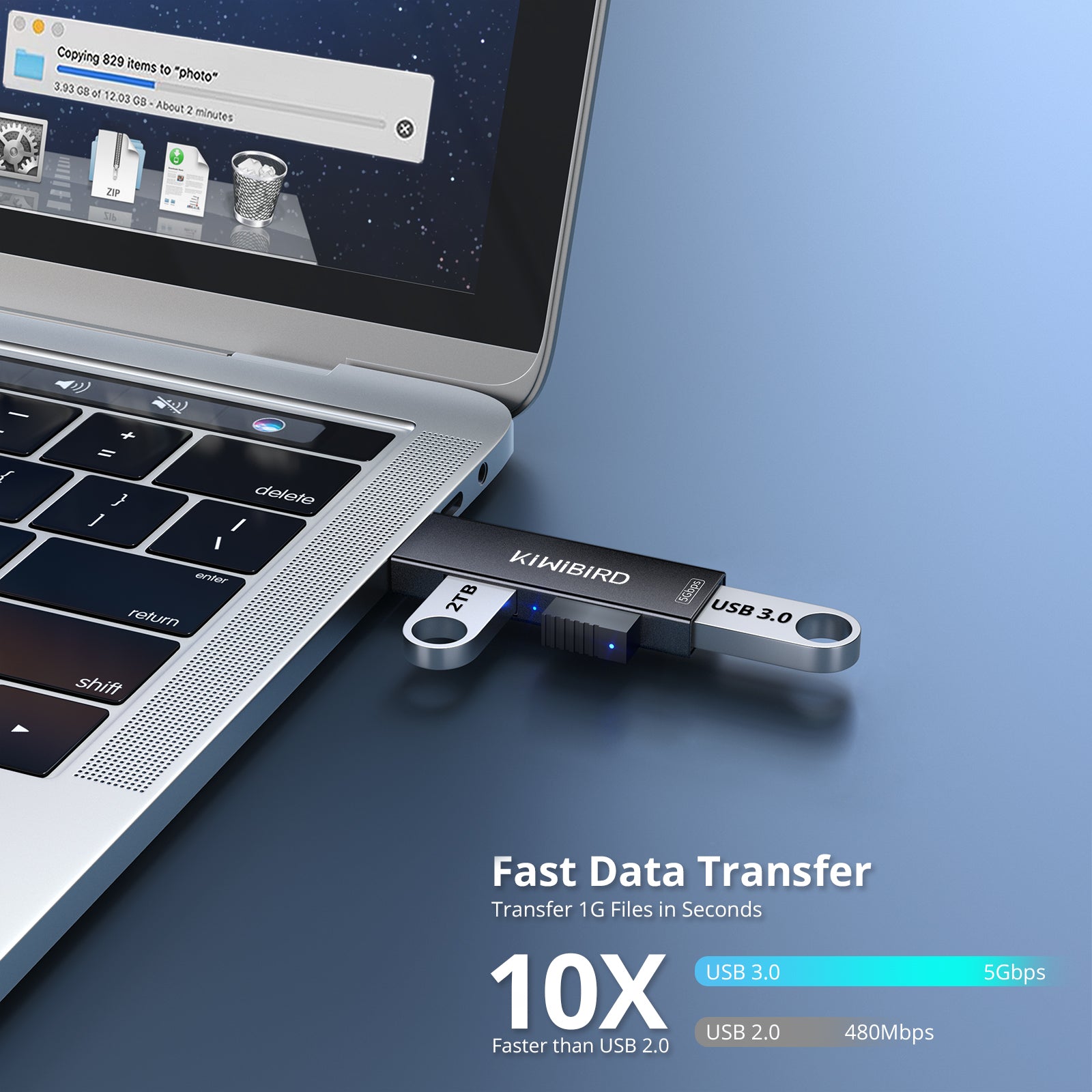 Schlanker USB-Hub mit 3 Anschlüssen