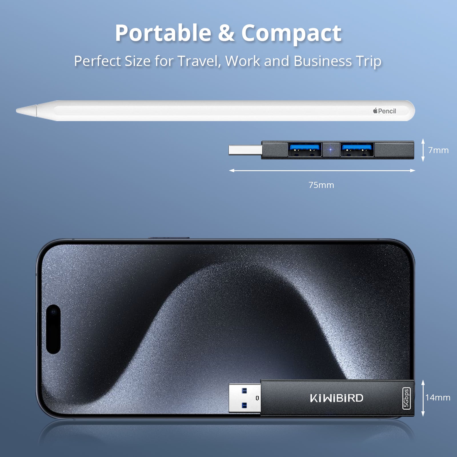Schlanker USB-Hub mit 3 Anschlüssen