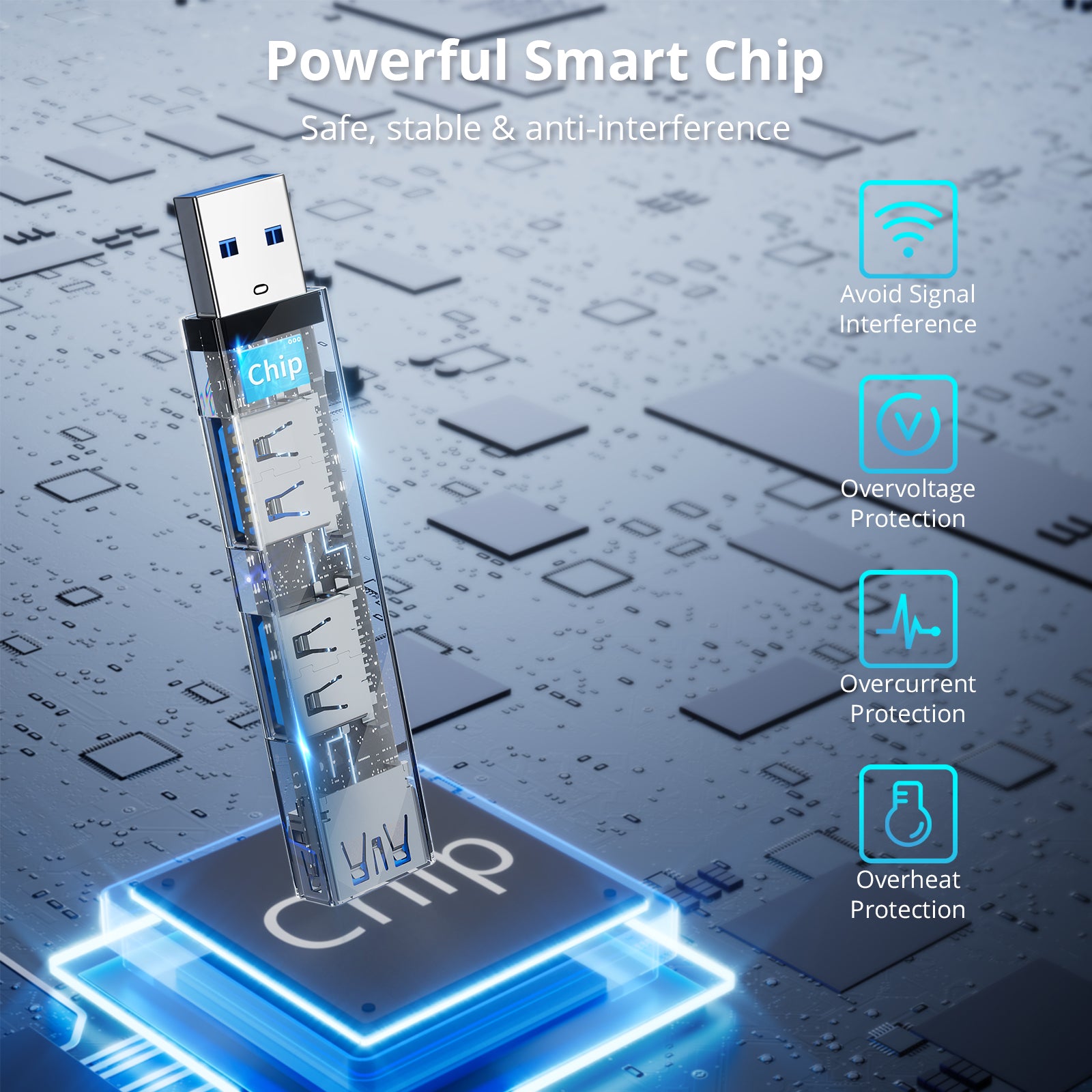 Schlanker USB-Hub mit 3 Anschlüssen