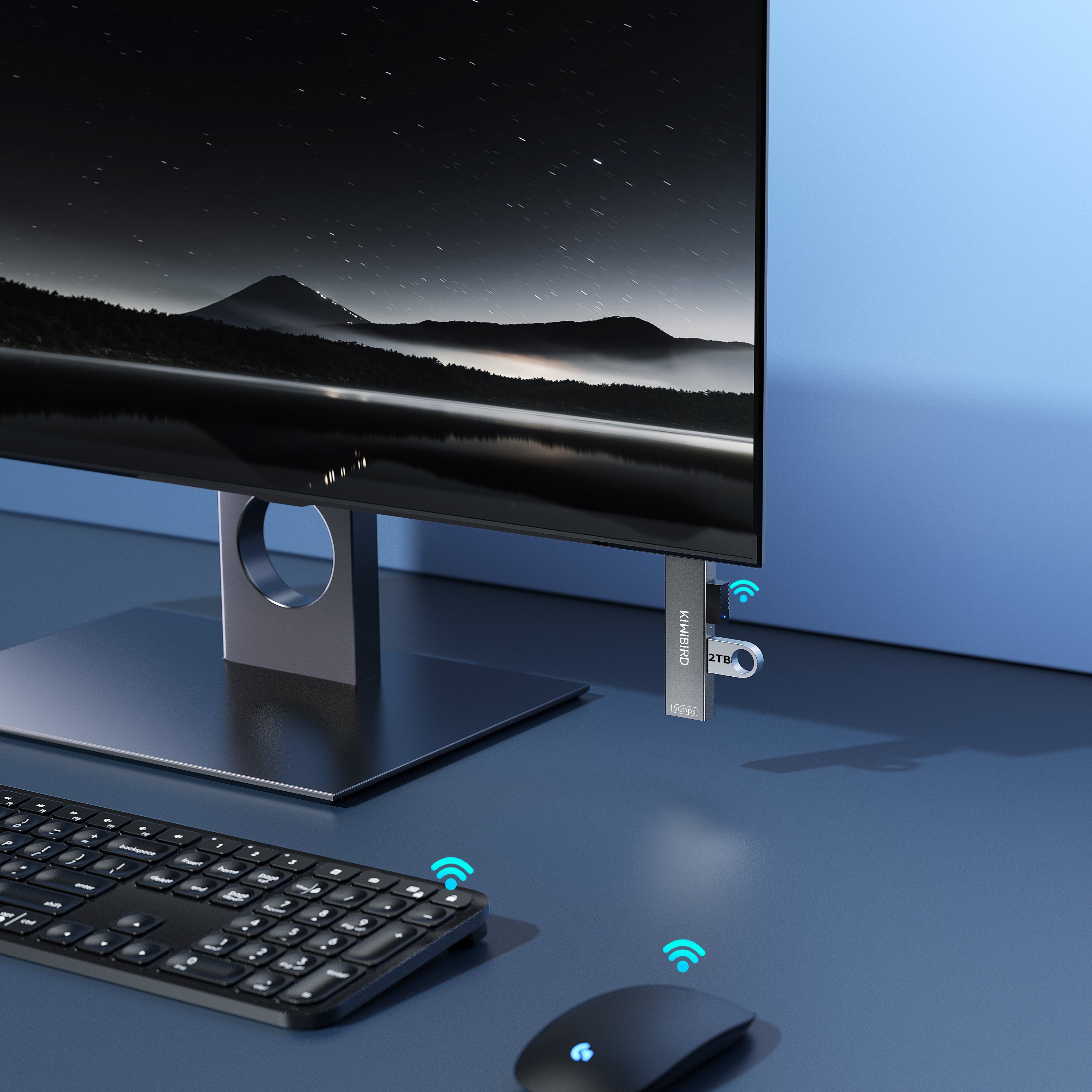 Schlanker USB-Hub mit 3 Anschlüssen, Grau