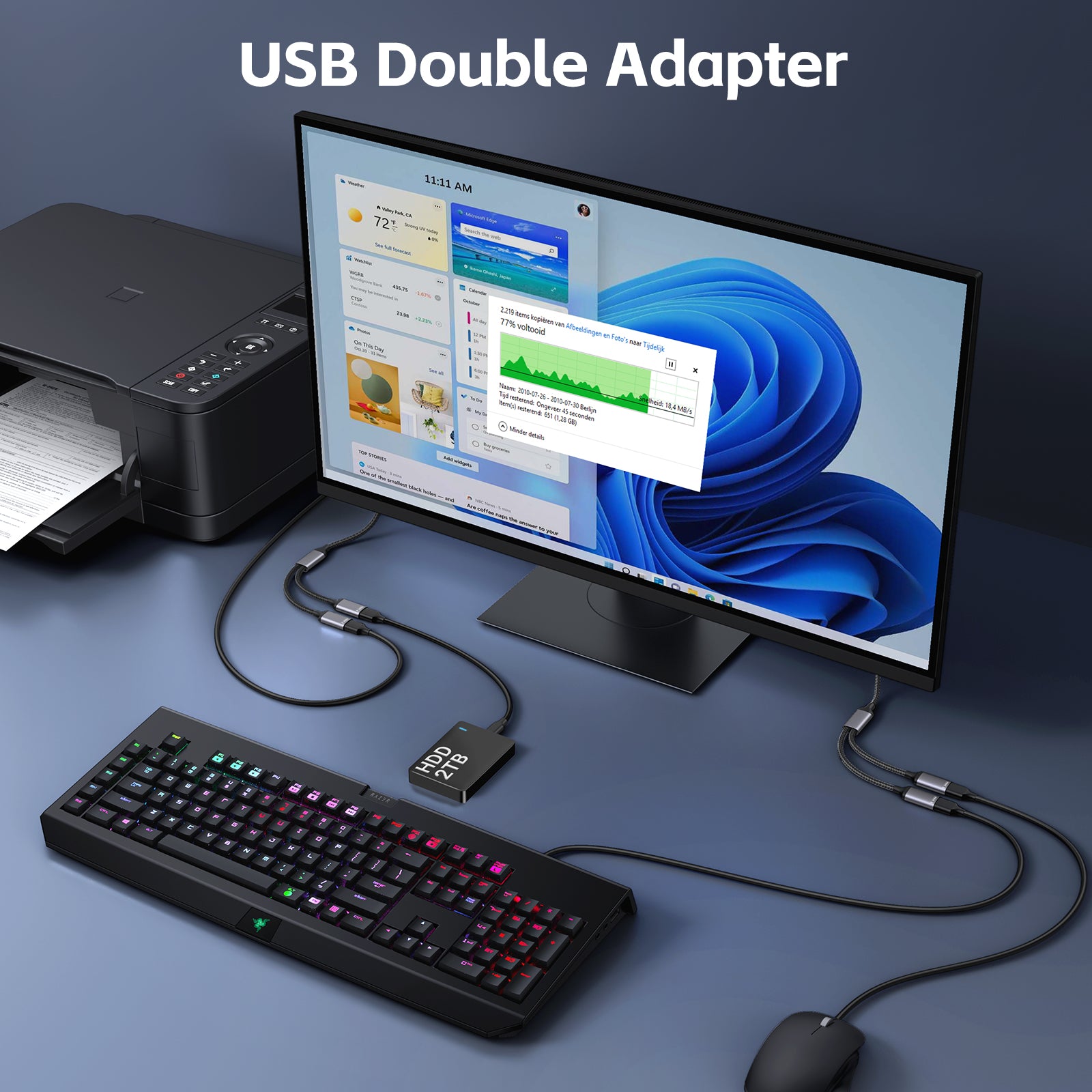 USB Splitter 2 Port(2Pack)