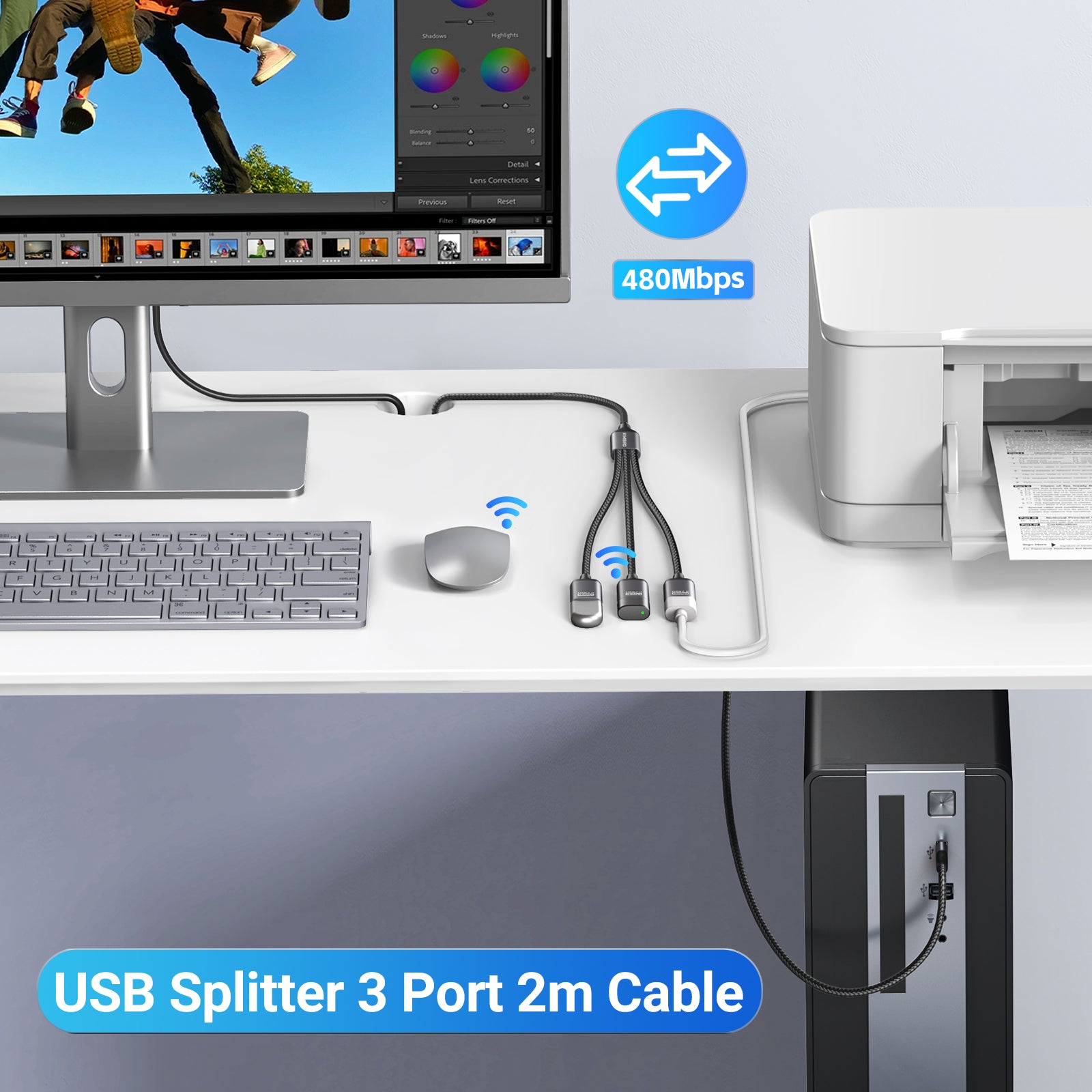 USB Splitter 3 Port (2m)