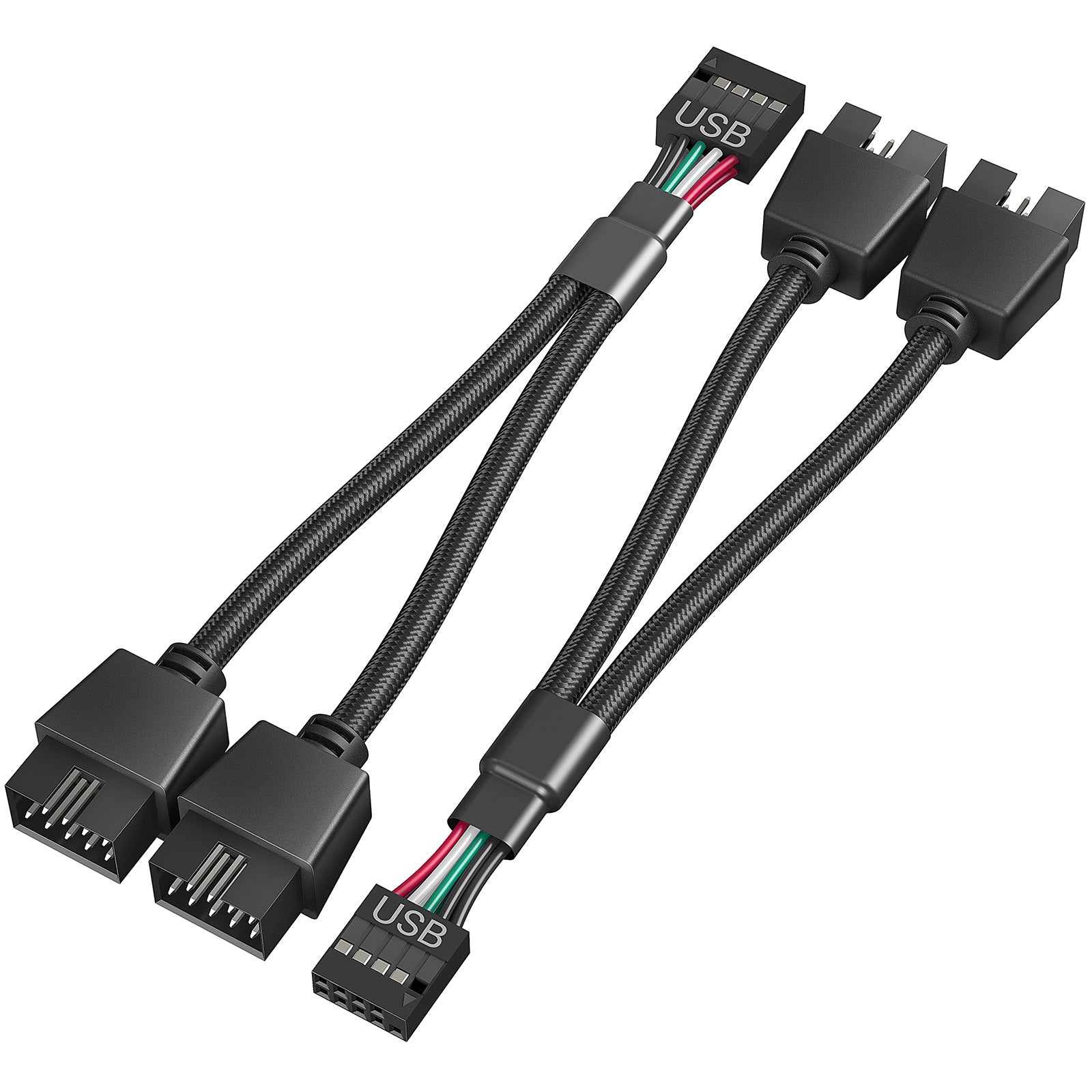 2er-Pack interner USB-2.0-9-Pin-Header-Splitter