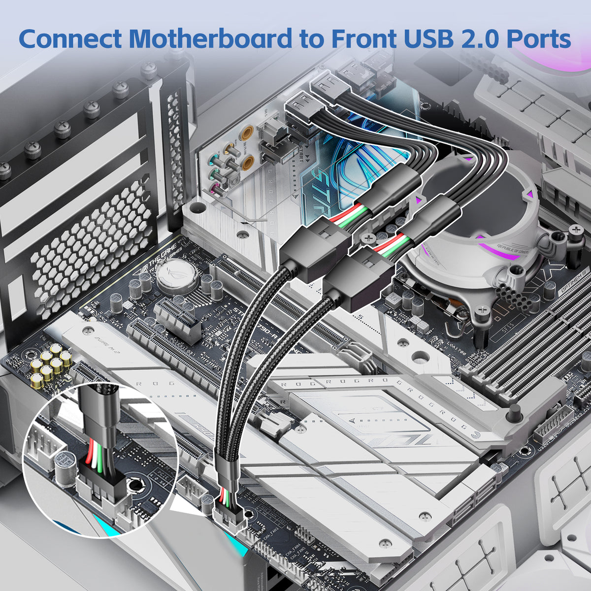 in 2 out USB 2.0 Splitter Extension Cable 9 Pin
