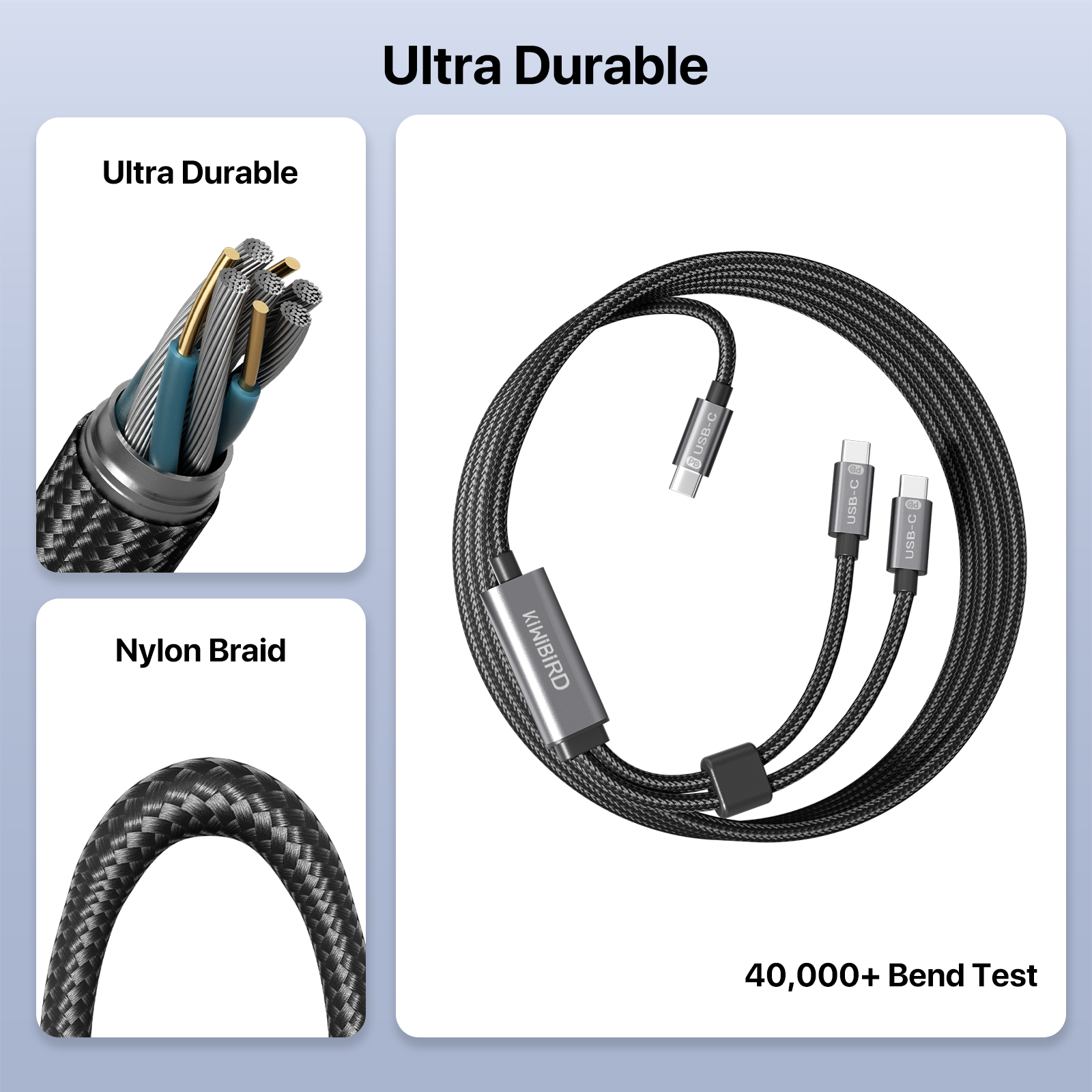 USB C Splitter for Charging PD 60W 1.2m