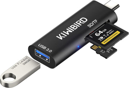 USB-C SD Micro SD TF OTG Card Reader black