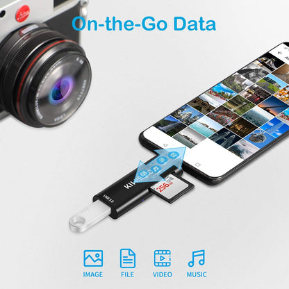 USB-C SD Micro SD TF OTG Card Reader black