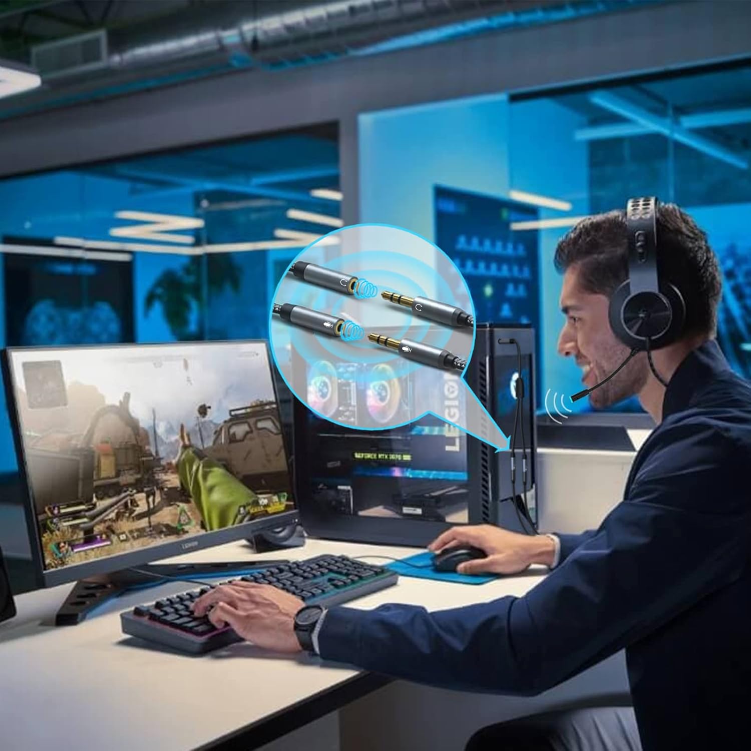 Headphone Microphone Splitter Adapter