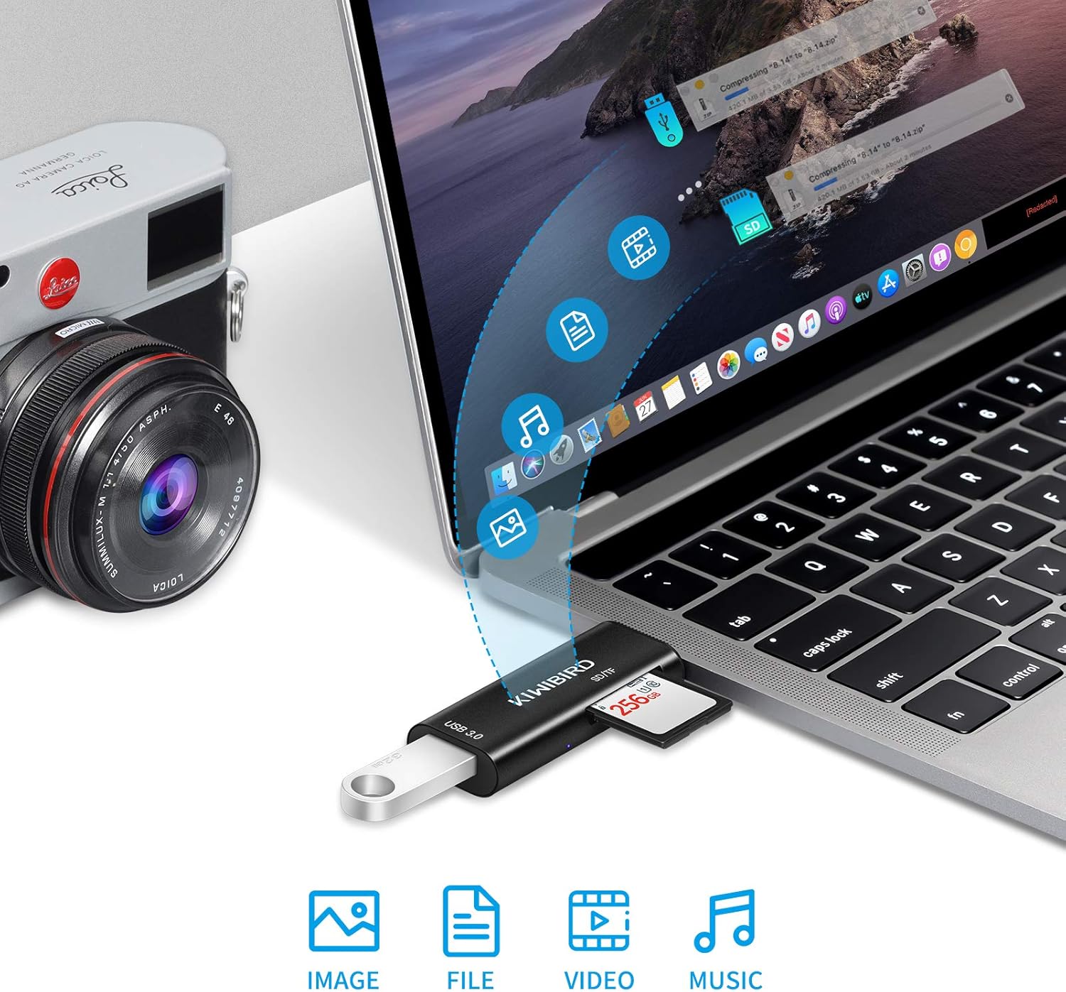 USB-C SD Micro SD TF OTG Card Reader black