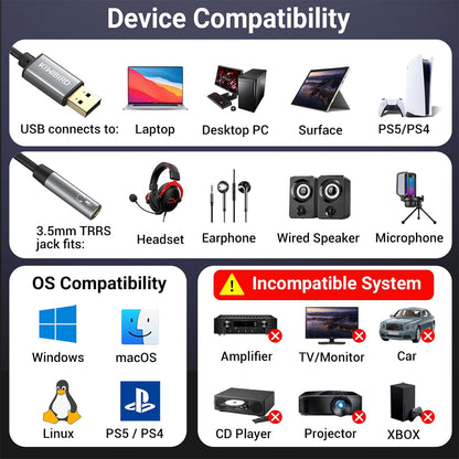USB to 3.5mm Jack Adapter