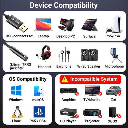 USB to 3.5mm Jack Adapter