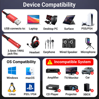 USB Audio to 3.5mm Jack Adapter