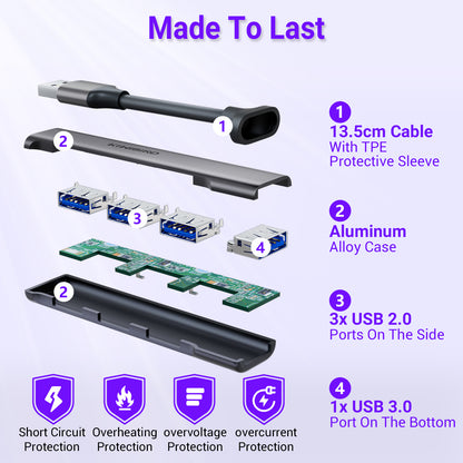 Ultra Slim USB Hub grey