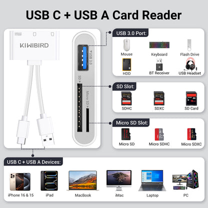 USB C & USB A Card Reader