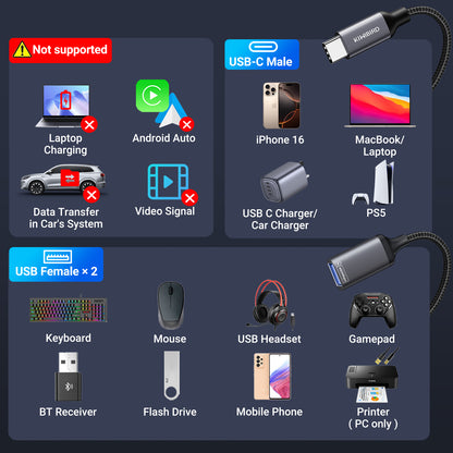 USB C to Dual USB A Splitter