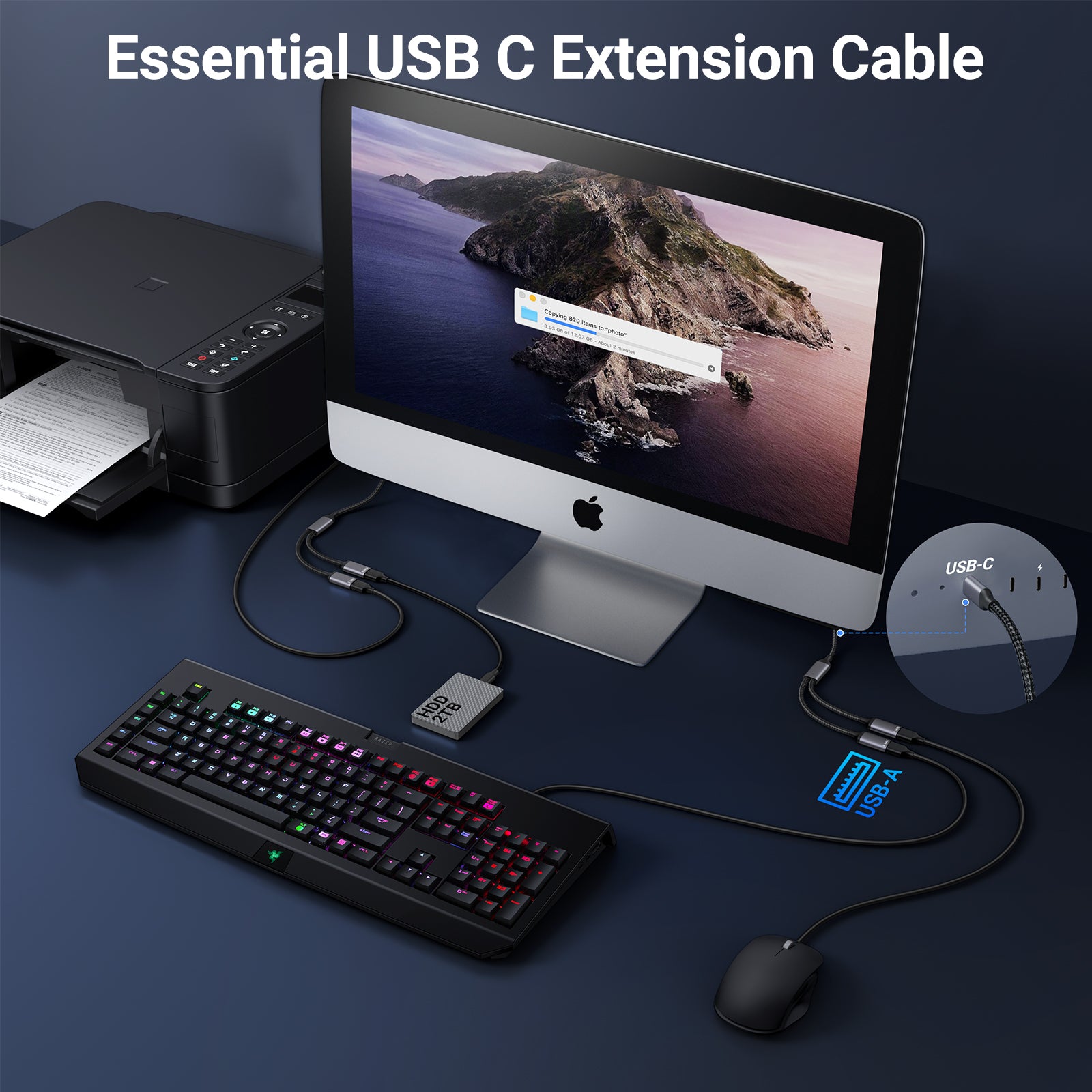USB C to Dual USB A Splitter