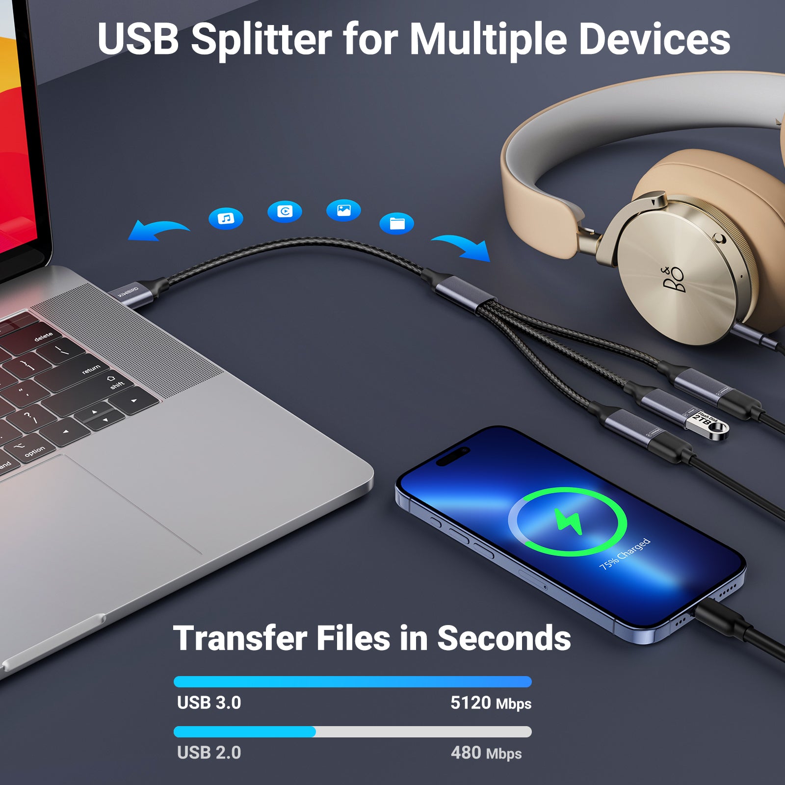 USB Splitter 1 in 3 out
