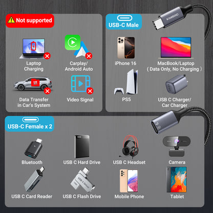 USB C Splitter 1 in 2 out