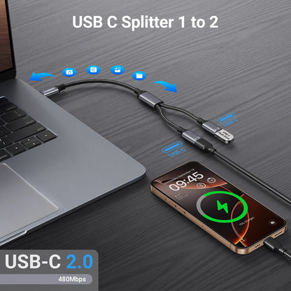 USB C Splitter 1 in 2 out