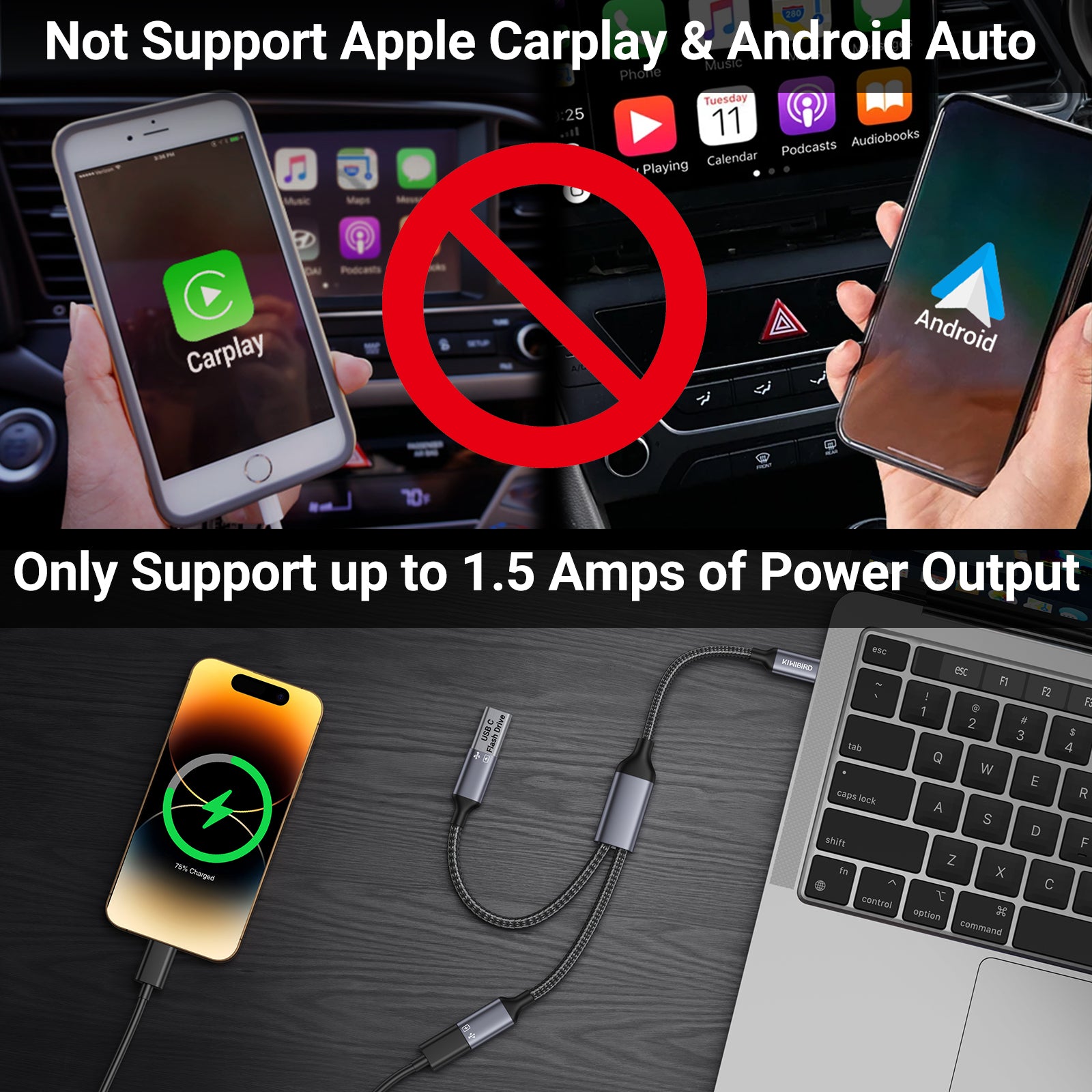 USB C Splitter 1 in 2 out