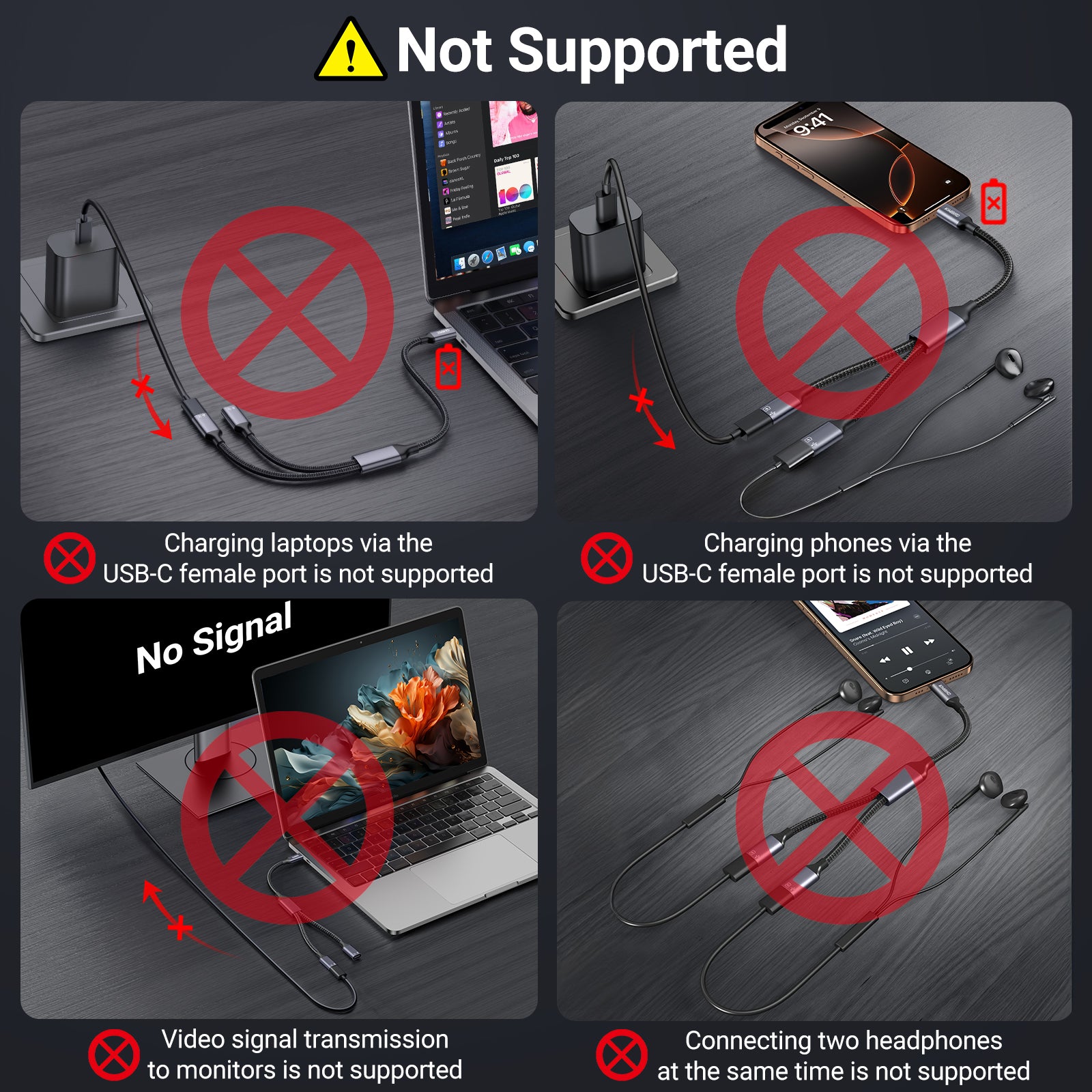 USB C Splitter 1 in 2 out
