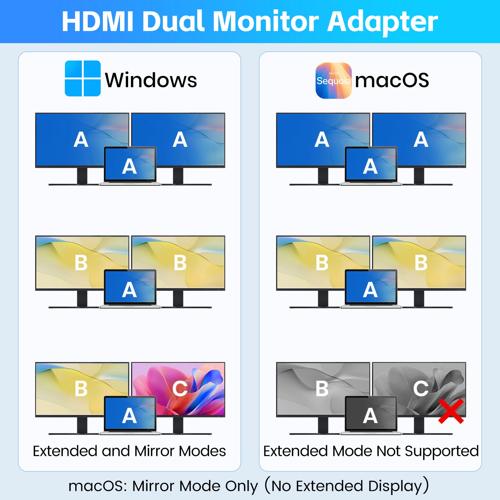 USB C to Dual HDMI Adapter