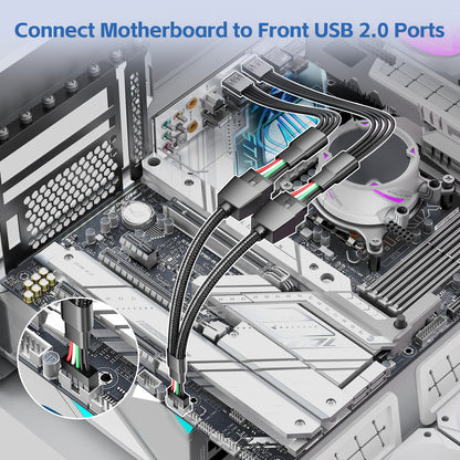 in 2 out USB 2.0 Splitter Extension Cable 9 Pin