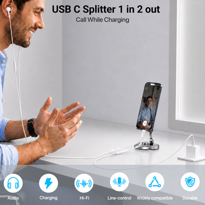 USB C Splitter 2 Port (white)