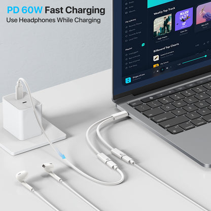 USB C Splitter 2 Port (white)