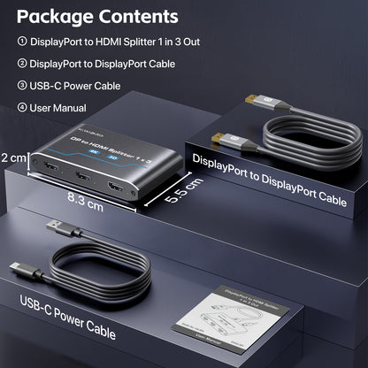 DisplayPort to HDMI Splitter 1 in 3 out
