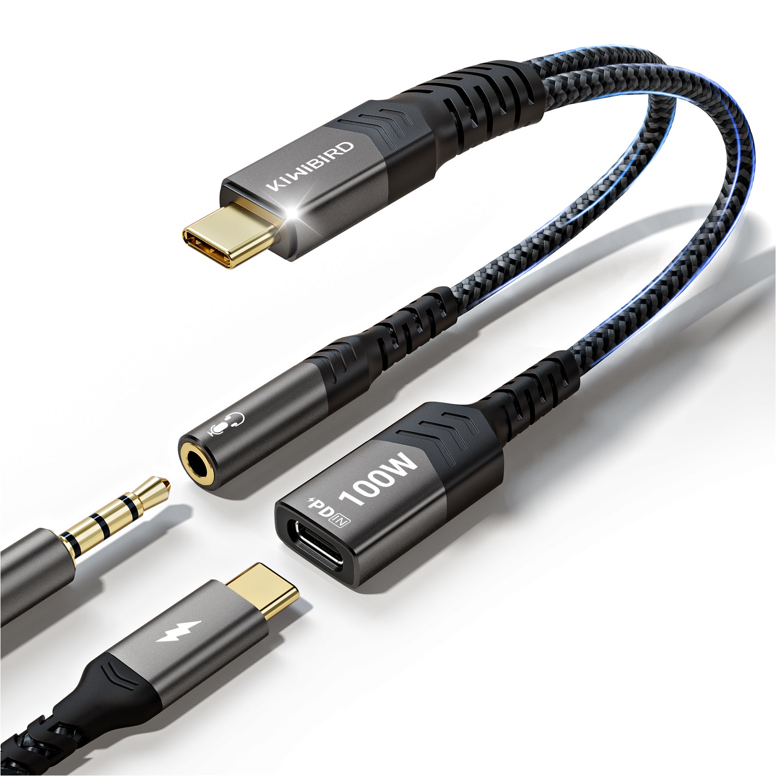 kiwibird USB C to 3.5mm Jack Charger Adapter